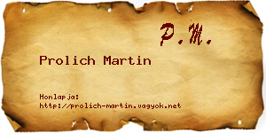 Prolich Martin névjegykártya